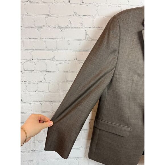 VAN HEUSEN light brown 100% wool mens classic career jacket blazer size 42S - Picture 3 of 12